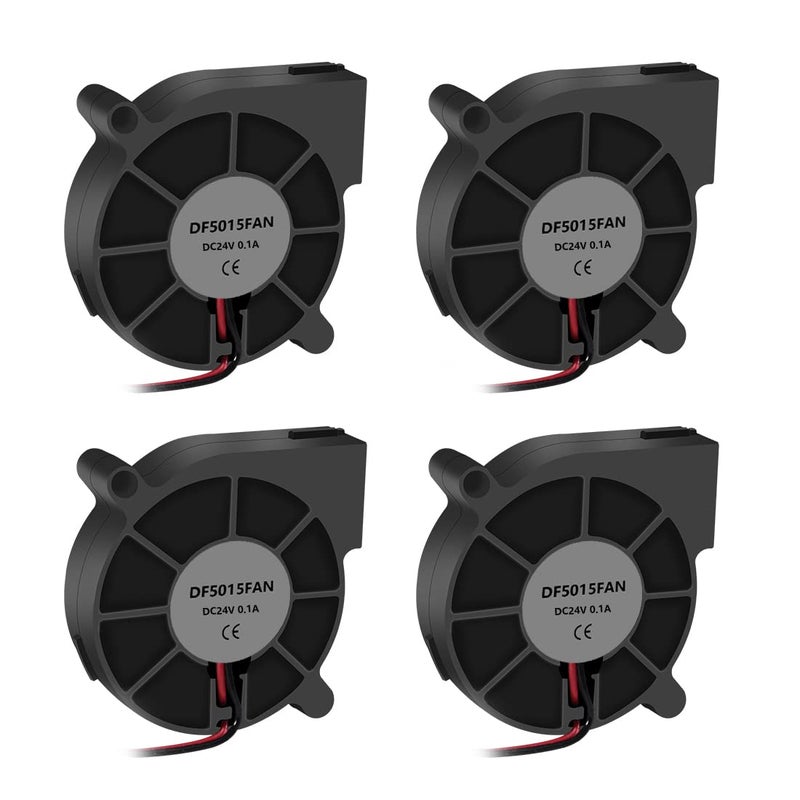UMLIFE 4PCS 3D Printer Blower Fan 5015 DC 24V Brushless Cooling Fan Oil Bearing 50x50x15mm Fan with 2 Pin Terminal for Humidifier Aromatherapy Repair Replacement Hotend Extruder Heatsinks(24V 0.1A) - Image 1